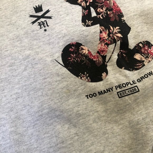 Neff x Disney Floral Mickey OG Crew Neck Grey Sweatshirt - Picture 4 of 7
